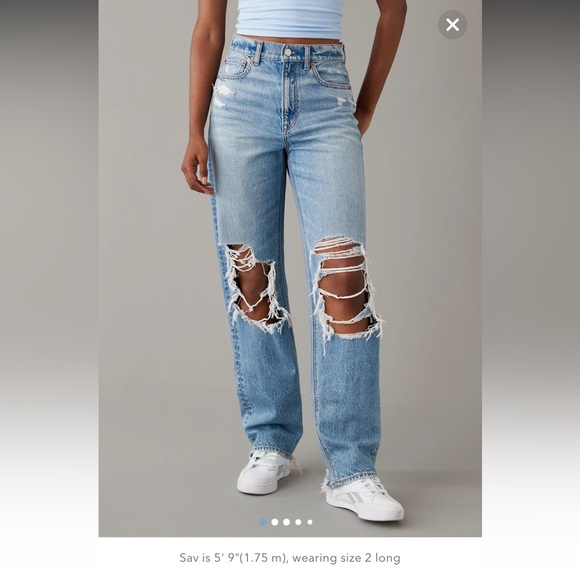 American Eagle Outfitters Denim - AE Strigid Ripped Highest Waist Baggy Straight Jean